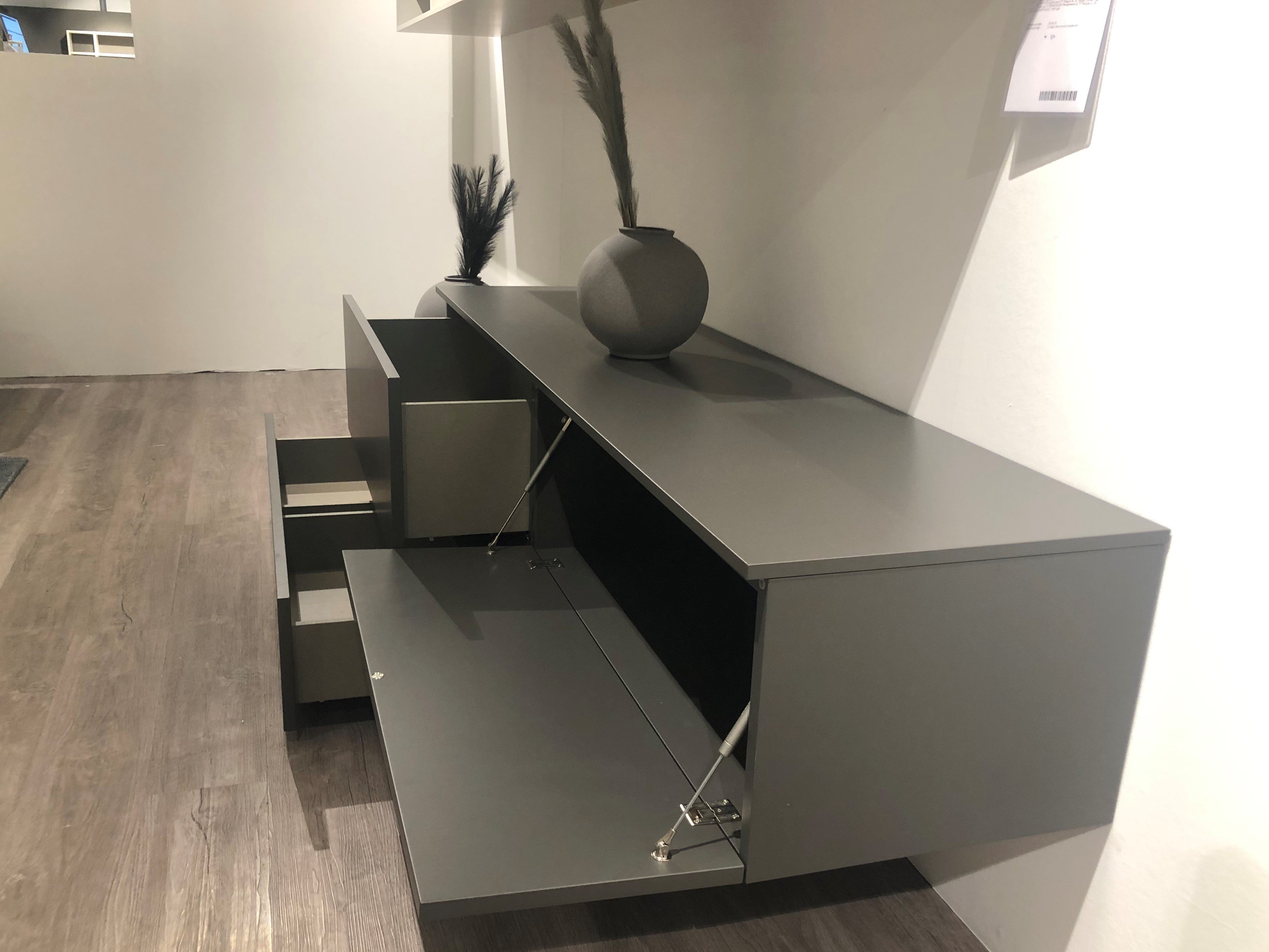 San Giacomo Wohnwand Lampo Anthrazit/Grigio Corda matt lackiert 325 cm