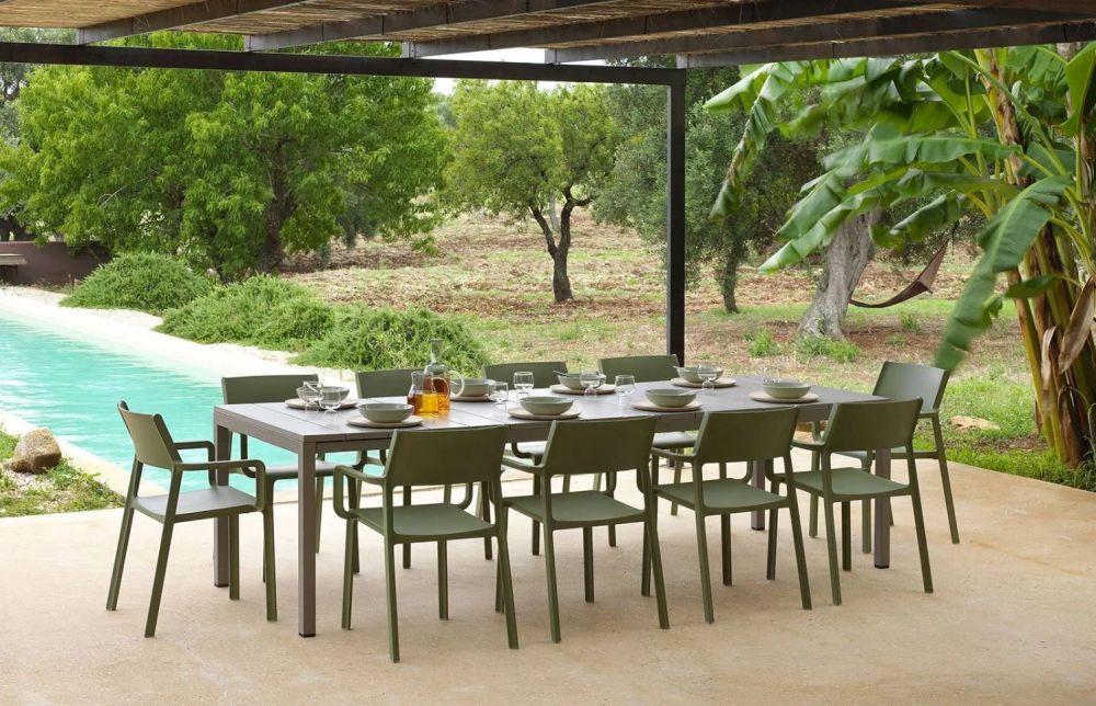Nardi Tisch Rio 210 - Farbe tortora - beige, Matt-Effekt, Füße höhenverstellbar, ausziehbar, rutschfest