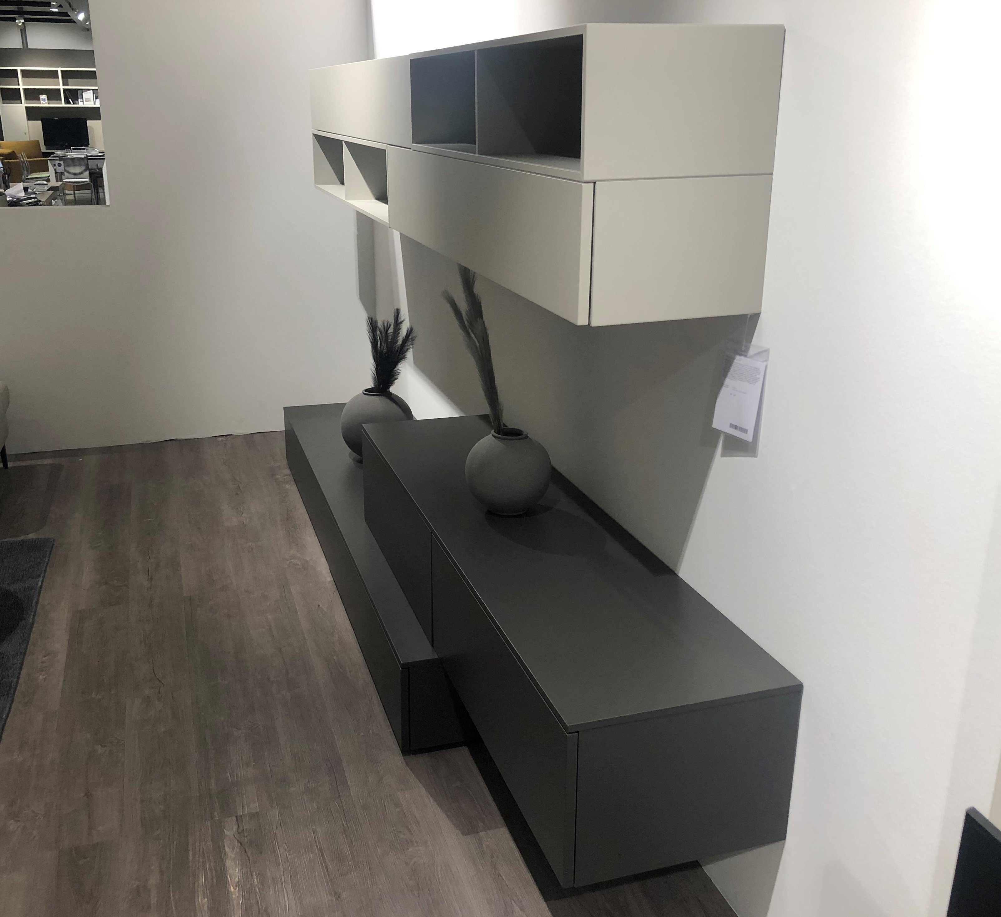 San Giacomo Wohnwand Lampo Anthrazit/Grigio Corda matt lackiert 325 cm