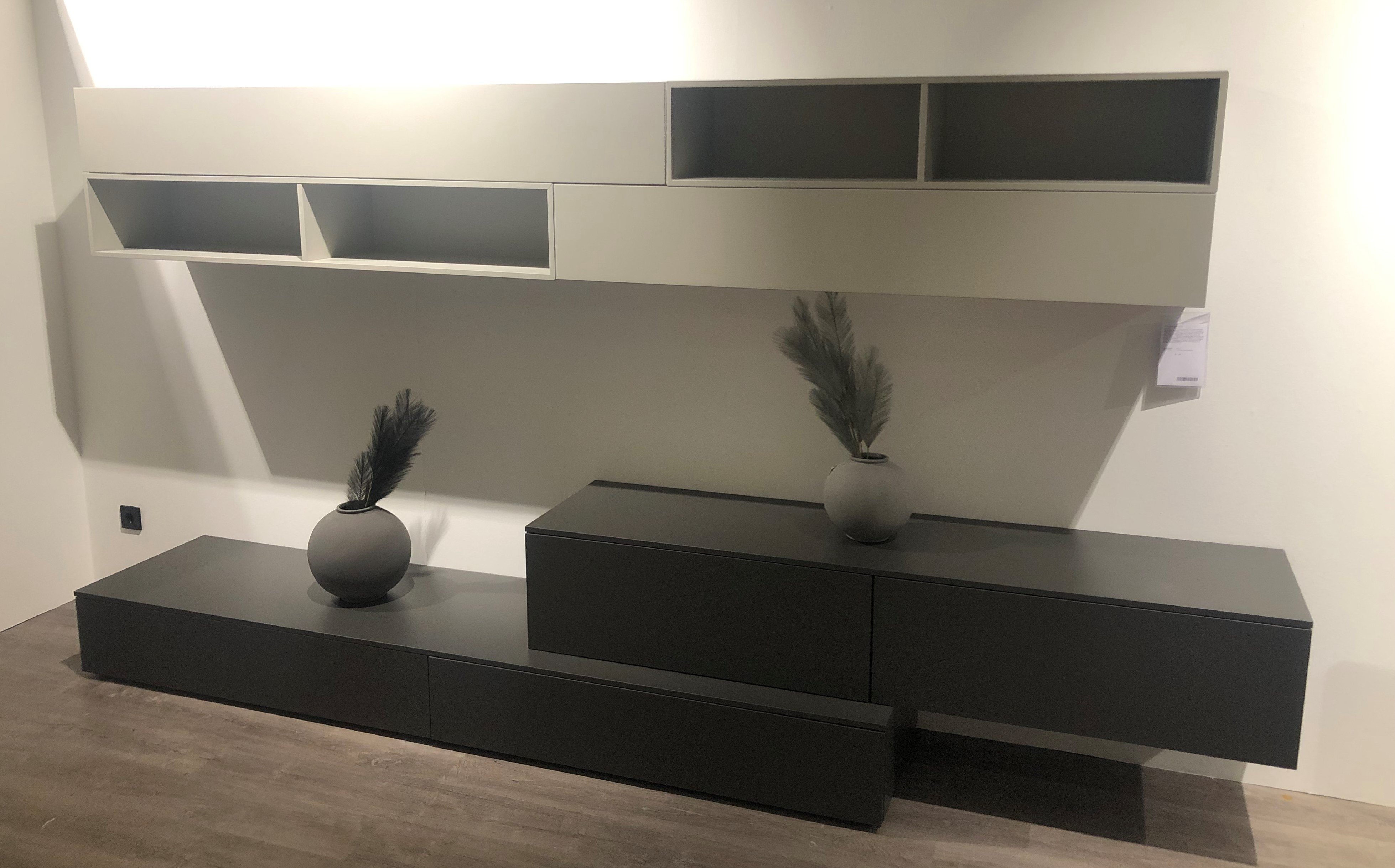 San Giacomo Wohnwand Lampo Anthrazit/Grigio Corda matt lackiert 325 cm