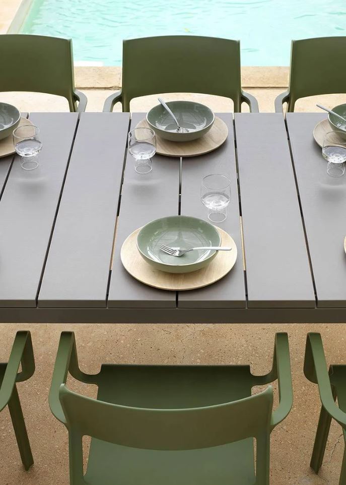 Nardi Tisch Rio 210 - Farbe tortora - beige, Matt-Effekt, Füße höhenverstellbar, ausziehbar, rutschfest