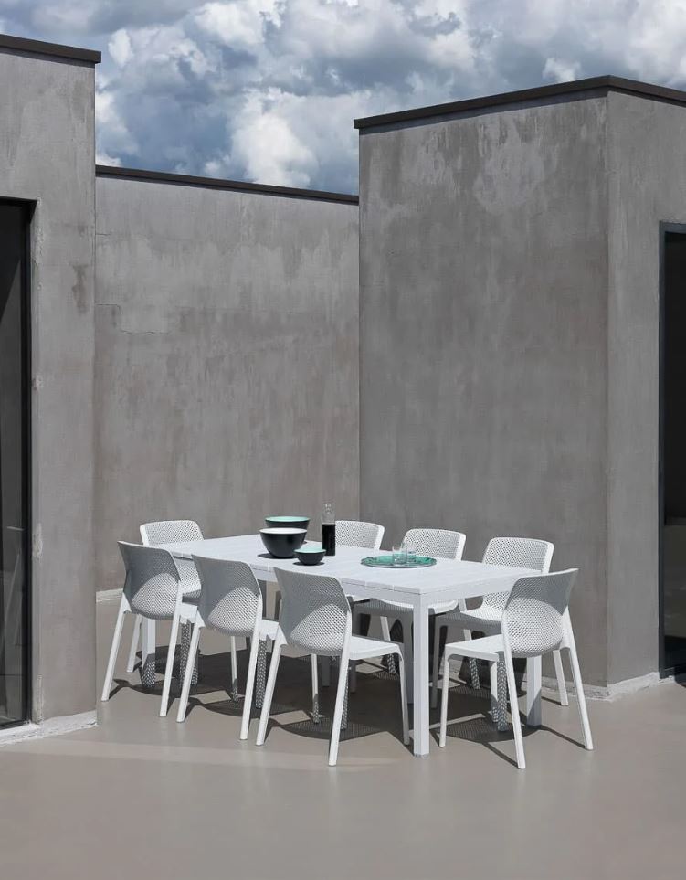 Nardi Tisch Rio 140 - Farbe bianco - weiß, Matt-Effekt, Füße höhenverstellbar, ausziehbar, rutschfest