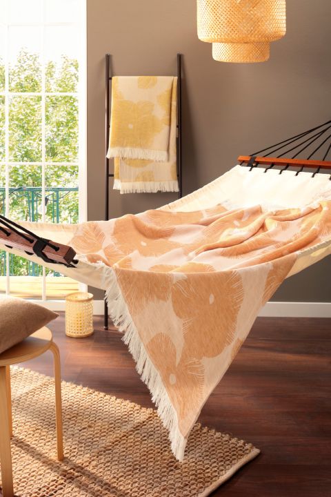 Biederlack Plaid Blossom orange 130 x 180 cm